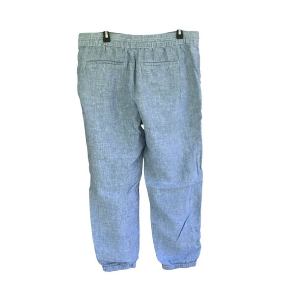 Athleta Retreat Linen Joggers Blue Women’s Size 16 Drawstring Elastic Waist Pant - Picture 4 of 8